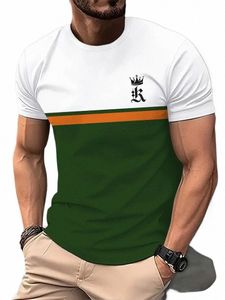 Män t -shirt 3D -tryck randig t -skjorta Kort ärm överdimensionerade streetwear tees sommar avslappnad ny fi mäns o nack topp pullover l7hp#