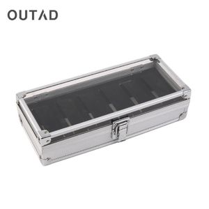 OUTAD Fashion 6 Grid Slots Watches Display Storage Square Box Case Aluminium Watches Boxes Jewelry Decoration Case Gift237k