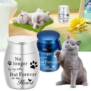 Dog Apparel 1.57 Inches Small Urns For Ashes Silver And Blue Aluminium Commemorating Pets Metal