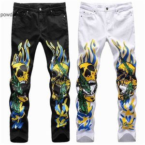 2024 neue gerade Bein für Männer Designer Hip Hop Mode Herren Hosen Jeans Top Qualität lila Motorrad coole Denim Hose 9PBU