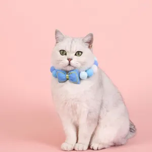 Hundhalsar Pet Collar Elegant pälsboll med bågar Juldekorationer Fashionabla katthalsband för Po Props Soft a