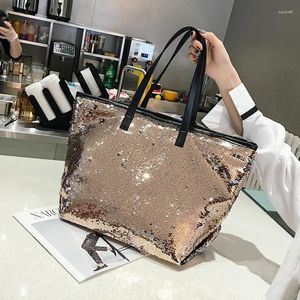 Sacos de noite coloridos lantejoulas praia bolsa feminina simples bolsa de ombro cristal tote feminino alta capacidade compras