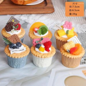 Decorative Flowers 6pcs Artificial Cupcakes Fake Fruit Cup Cake Dessert Shop Window Pography Props Decoration