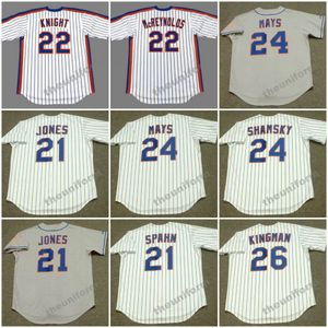 Herren 1973-1990er New CLEON JONES WARREN SPAHN KEVIN McREYNOLDS RAY KNIGHT ART SHAMSKY WILLIE MAYS DAVE KINGMAN FRANK VIOLA Throwback York Baseball Jersey S-5XL