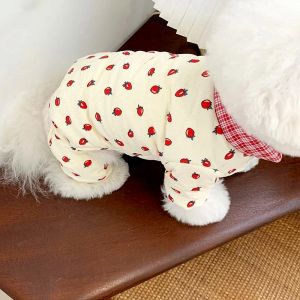 Rompers Pet Four Legged Clothes Autumn Winter Medium Small Dog Cotton Pajamas Thicke Sweater Warm Wool Kitten Puppy Sweet Coat Chihuahua