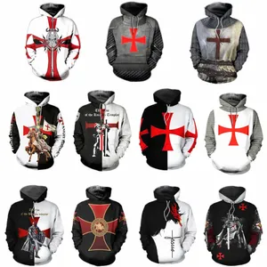 knight Templar Cavalier Hoodie Sweatshirt 3D Printed Men Women Casual Hooded Sweatshirts Pullover HIP HOP Harajuku Streetwear G4Jc#