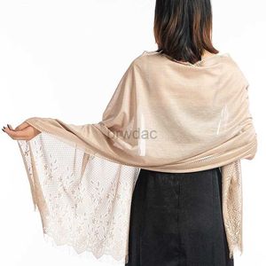 Sarongs Fashion Solid Lace Hollow Printed Silk Scarf Womens Summer Thin Long Mesh Tassel Wedding Evening Dress Cloak Sunscreen Shawl R16 24325