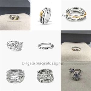 Fede nuziale in oro con doppia X Anello in argento sterling 925 con diamanti Moda alla moda Anelli di design da donna per le donne Gioielli di lusso Amore Donna intrecciato 912