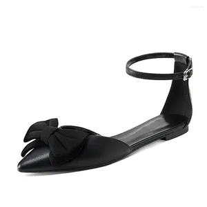 Casual Shoes Lovirs Women Cute Bowknot Point Toe Flats Grunt Comfort Ankle Strap Black Dress Size 5-15