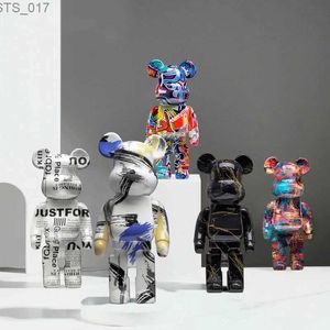 Novelty Items 400% Graffiti Bear Brick Shaped Bear Brick Sculpture and Character Violent Bear Statue Table Resin Decoration Luxury Living Room DecorationL2403