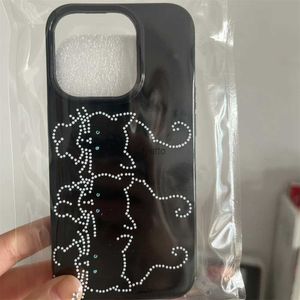 Mobiltelefonfodral söt tryckt katttelefonfodral för iPhone 15 14 11 12 13 Pro max xr xs max 7 8plus söt söt koreansk tecknad mjuk stötsäker täckning H240326