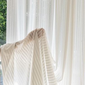 Vorhänge, luxuriöser weißer Tüll-Vorhang für Wohnzimmer, Küche, Voile-Vorhang für Schlafzimmer, Dekoration, fertiges Cortinas Rideaux-Garn