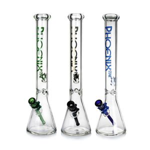 Phoenix 18'' 7mm Beaker Glass Water Recycler Bongs Colorful Smoking Water Pipe Hookah Base Heady Glass With Ice Catcher Big Bong For Smoking