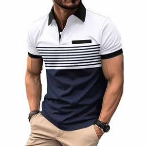 summer New Men's Polo Shirt with High Quality Polo Collar Short Sleeve Casual Fake Pocket Busin Fi European Size Polo Sh L8A5#