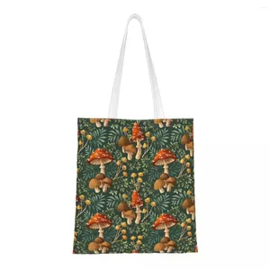 Shopping Bags Woodland Mushroom Spray Shoulder Female Harajuku Trendy Fantasy High Capacity Canvas Tote Bag