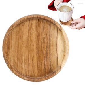 Bord Mattor Träfasare Mugg Drycker Holder Anti-Scaling Coffee Mat med läpptabell Leverans Acacia Wood Cup Bar Decor