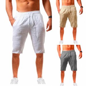 men's Cott Linen Shorts Summer Breathable Five Points Sweatpants Male Linen Casual Elastic Waist Fitn Shorts Streetwear p76m#