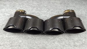 One pair H style carbon fiber exhaust end tips auto muffler Glossy Black stainless steel for Bmw with M logo233k83050186687892