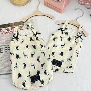 Dog Apparel Black White Print Vest Clothes Cartoon BM Style Suspenders Small Dogs Clothing Cat Comfortable Sweet Kawaii Pet Products