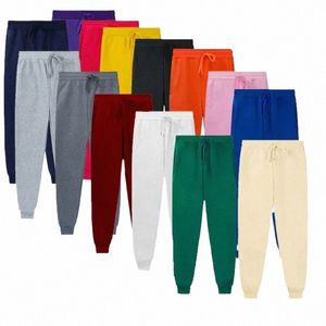 new Solid Color Sports Casual Pants Men's and Women's Fi Hip Hop Drawstring Pants Full Length Slim Fit Harajuku Jogging E2P6#