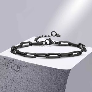 Chain Vnox Mens Simple Paper Clip Chain Bracelet 5MM Stainless Steel Adjustable Chain Bracelet Gift Jewelry 240325