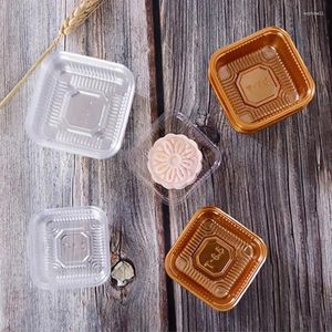 Presentomslag transparent Mooncake Blister Box Gold Packing Portable Party Supplies Light Tray