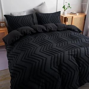 Conjuntos de cama Midsum Nordic Conjunto Sólido Cor Macia Capa de Edredão Fronhas Simples Colcha Preta Único Tamanho Twin para Dormitório Home