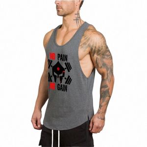 Roupas de marca Musculação GYMS Fitn Men Tank Top treino NO PAIN NO GAIN impressão Vest Stringer roupas esportivas Undershirt 75iW #
