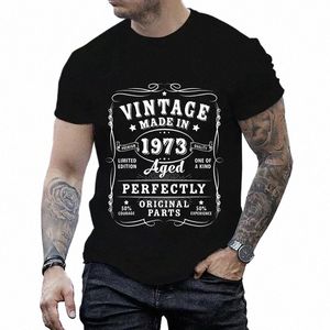 1973 50º Aniversário Camisetas T-shirt Vintage 1973 Homens Manga Curta Tops Street 1973 T Shirt para Homens Camiseta Oversize Camiseta Homem U7wu #