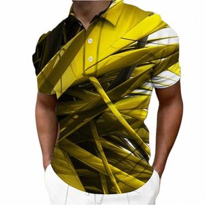 Polo Shirt Luxury Men's 3D Gradient Ink Printing Loose Daily Casual Short Sleeve Fi Street Tops Tees Summer Menkläder B6WZ#