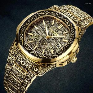 Relógios de pulso Onola Retro Top Luxo Relógio de Quartzo Homens Relógio de Pulso À Prova D 'Água Moda Casual Dourado Clássico Calendário Masculino Relógio