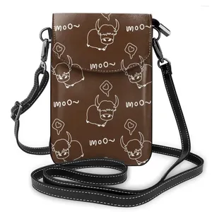 Shoulder Bags Mini Cartoon Cow Pattern Handbags Female Money Purse Phone Bag Hasp Crossbody Women PU Leather Messenger Coin Pouch