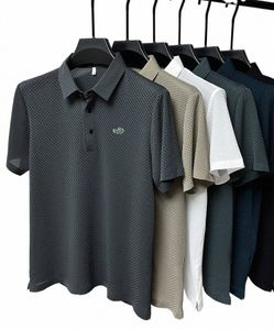 Hohe Qualität Sommer Neue Männer Marke Kurzarm T-shirt Kühles und Atmungsaktives Poloshirt Busin Casual Schweißabsorbierendes Top f4hs #