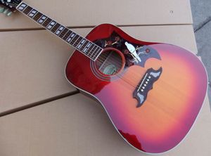 I lager Ny ankomst 41# Akustisk (Electric) Guitar Dove Model Solid Wood Ebony Fretboard/Bridge, Bone Nut/Sadel in Cherry Sunburst 110115