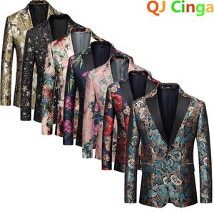 Single Breasted Long Sleeve Printed Suit Jacket Mens Fashion Trim Men Dress Coat Wedding Busy Blazer Masculino M-5XL 6XL 240309