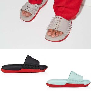 2024S Pop Mules Sandália Chinelo Slide Flats para Homem Take It Easy Sandálias de Couro Couro de Bezerro e Rebites Slip On Cool Flip Factory Atacado