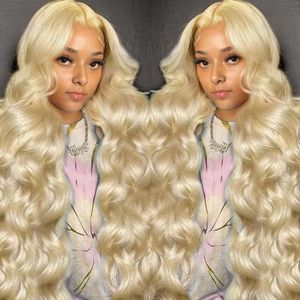 CYPHA 26 tum 613 Blond peruk 180% densitet HD Transparent 13x4 Body Wave Front Wigs Pre Pluced Glueless spets Frontal Wigs Human Hair