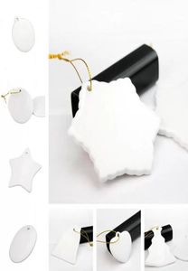 DHL Ship Blank White SubliMation Ceramic Pendant Creative Christmas Ornaments Heat Transfer Printing DIY Ceramic Ornament Heart RO2152495