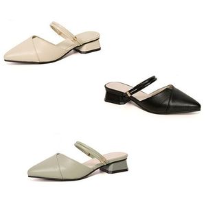 Sandali con tacco spesso da donna in estate Scarpe pigre senza tacco da donna che indossano all'esterno Chignon con tacco medio Mezze sneakers singole Pantofole stile primaverile popolari A025