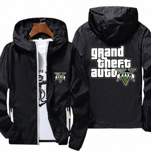 Frauen Grand Theft Auto 3D GTA 5 Logo Herren Windjacke Reflektierende Sonnencreme Haut Reißverschluss Kapuzenjacke T-Shirts Pilot Übergroße E8yo #