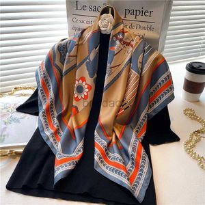 Sarongs 90cm diagonal silk square scarf for womens summer shawl bag printing luxury Mahatan stool womens headscarf Bandana 2022 new 24325