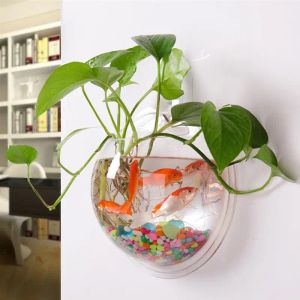Iluminações 3d acrílico tigela de peixes planta pote montado na parede pendurado aquário transparente tanque de peixes flor planta vaso decoração para casa