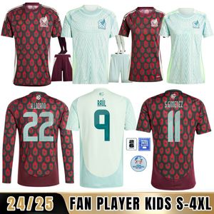 Meksika Jersey 2024 Copa America 2026 Elemeler Raul Chicharito Futbol Forması Lozano Dos Santos 24 25 H.Lozano Erkek Çocuklar Futbol Gömlekleri Üniformaları Hayranlar Oyuncu Versiyonu