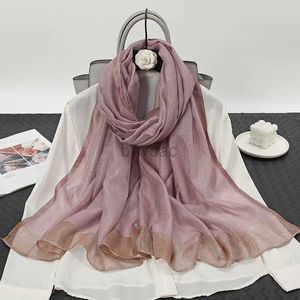 Sarongs New Fashion Lurex Sparkling Glow Wool 포장 필라멘트 숄 스페인 고급 헤드 비치 스터 분수 머리띠 Echarpe Bufandas 24325
