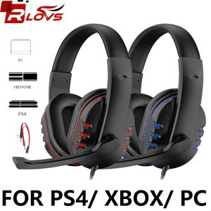 Hörlurar/headset RLOVS -spelhuvudet 3,5 mm trådbundet spelare hörlurar med mikrofonvolymkontroll Gamer hörlurar för Xbox PS4 PC
