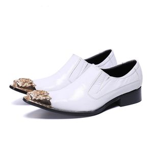 Italienische handgemachte weiße echtes Leder-Kleid-Schuhe für Herren, spitze Zehen, Hochzeitskleid-Schuhe, Zapatos Hombre, 38-46