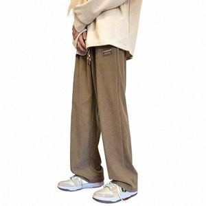 american y2k vintage Casual Straight Pants Autumn Korean Fi Wide Leg Trousers For Men Street Corduroy pantales de mujer R7kf#