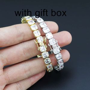 bracelet necklace mossanite New full diamond Zircon Bracelet tennis chain mens and womens Square zircon single row diamond hiphop Bracelet