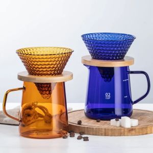 Ferramentas Shxing V60 Despeje sobre o servidor de café de vidro 300ml 500ml Jarra de café por gotejamento Barista Percolador Chaleira de café transparente Brewer