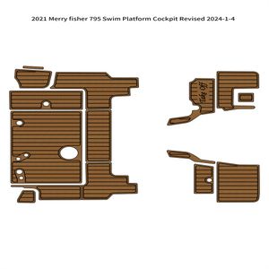 2021 Jeanneau Merry Fisher 795 Badeplattform Cockpit-Pad Boot EVA Teak Bodenmatte Seadek MarineMat Gatorstep Stil selbstklebend